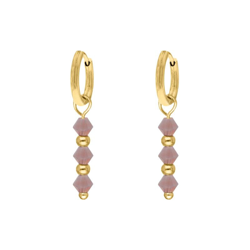 Oorbellen lila beads goldplated