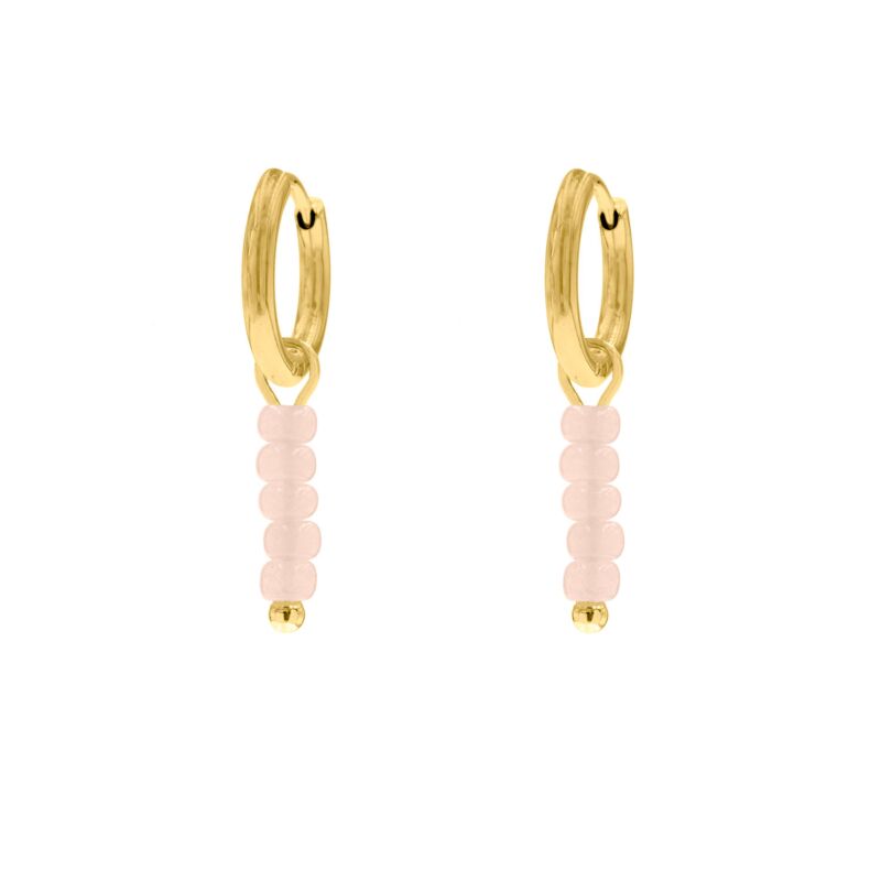 Oorringetjes roze steentjes goud