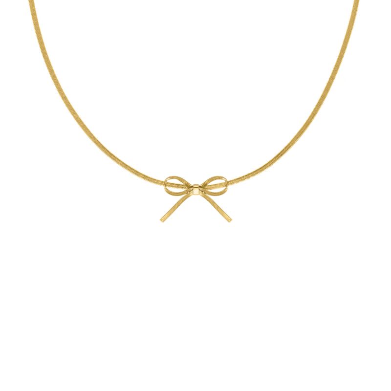 Trendy bow necklace goudkleurig
