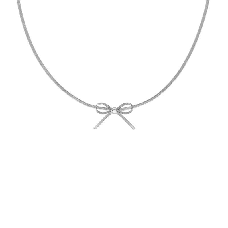 Trendy bow necklace zilverkleurig