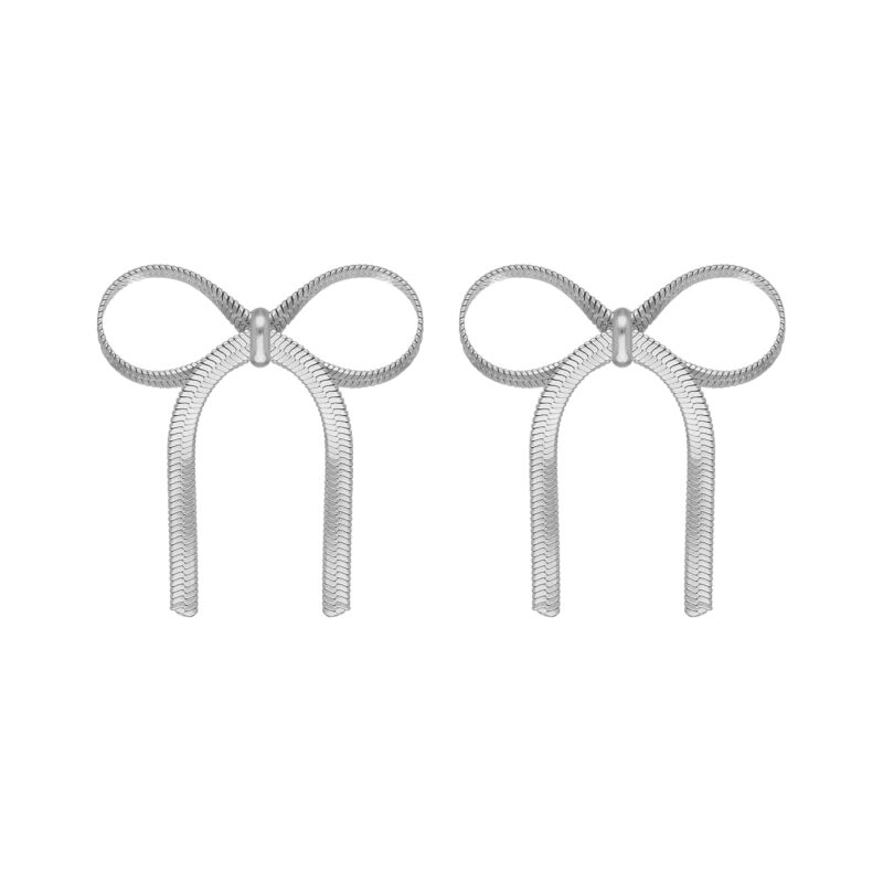 Trendy bow earrings zilverkleurig