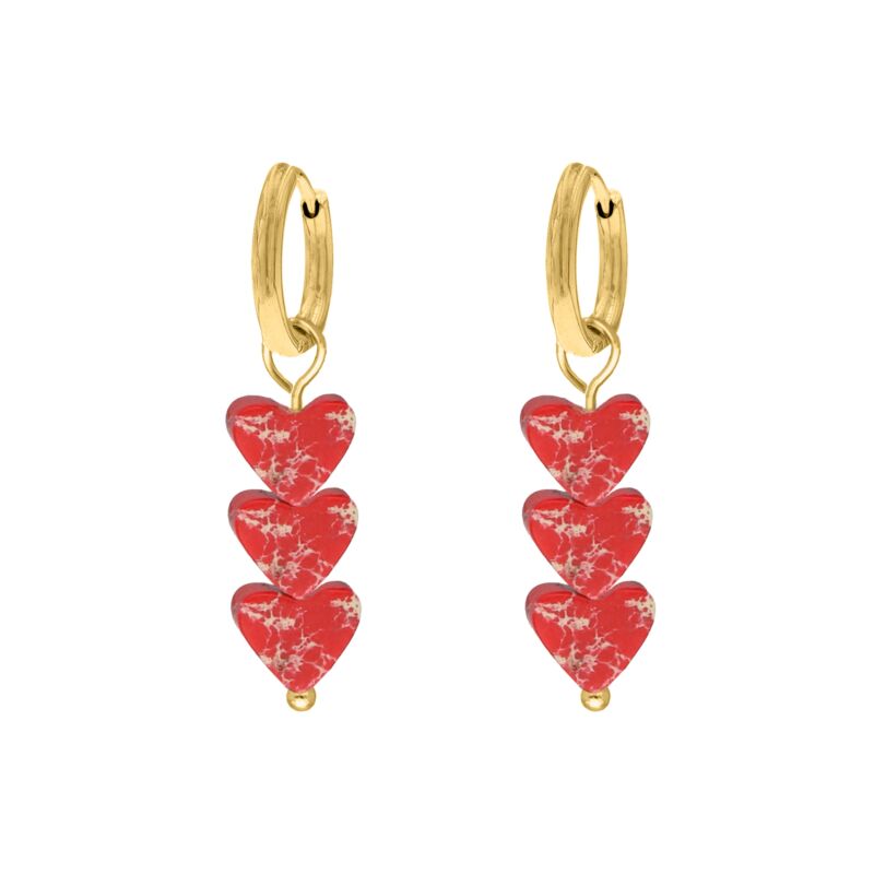 Oorbellen red love goudkleurig