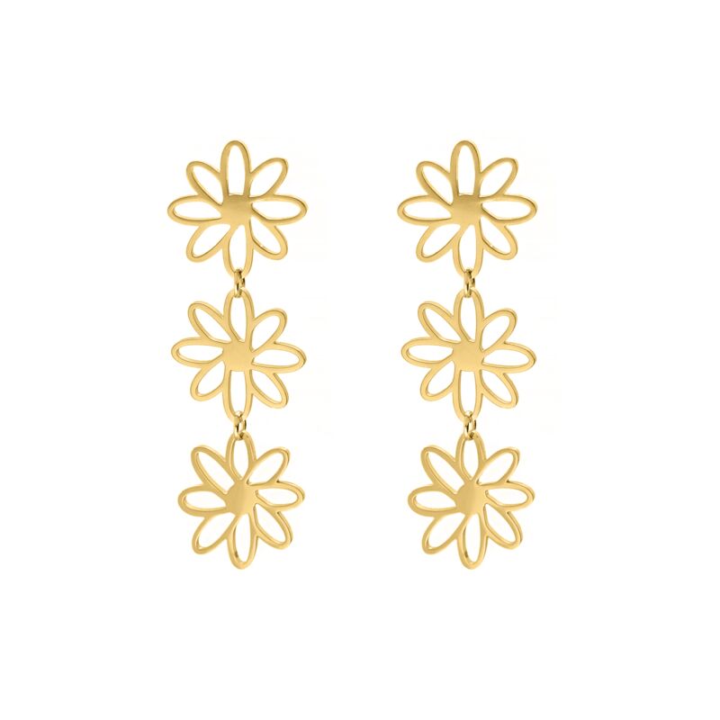 Triple flower earrings goldplated