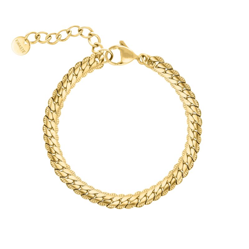 Armband platte chain vintage goudkleurig