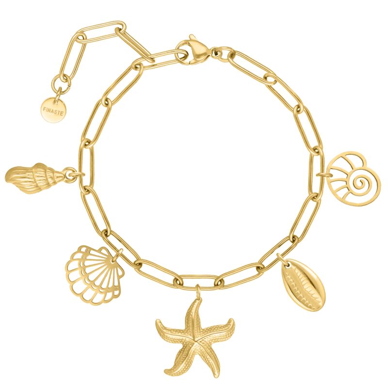 Bedelarmband met schelpjes goudkleurig