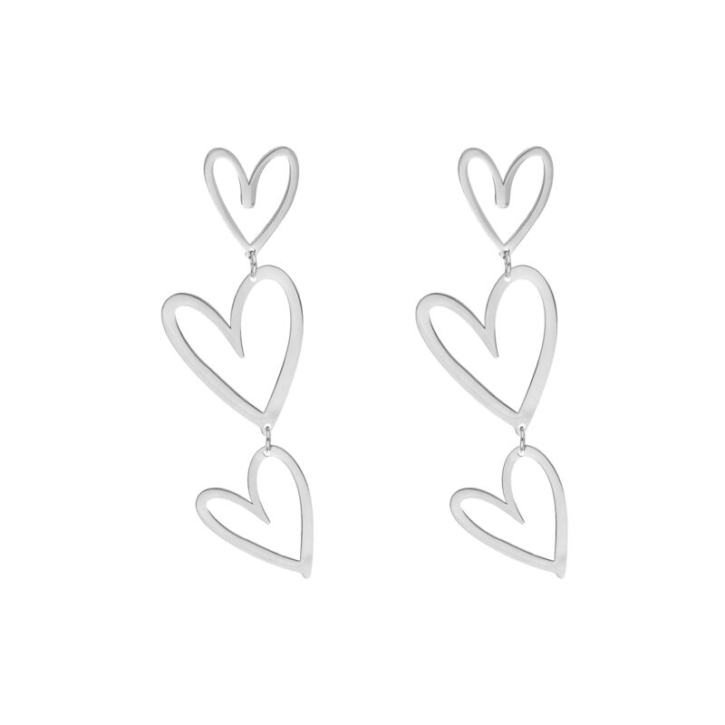 Triple open heart earrings