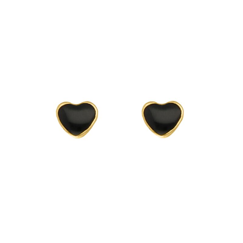 Black heart studs goldplated