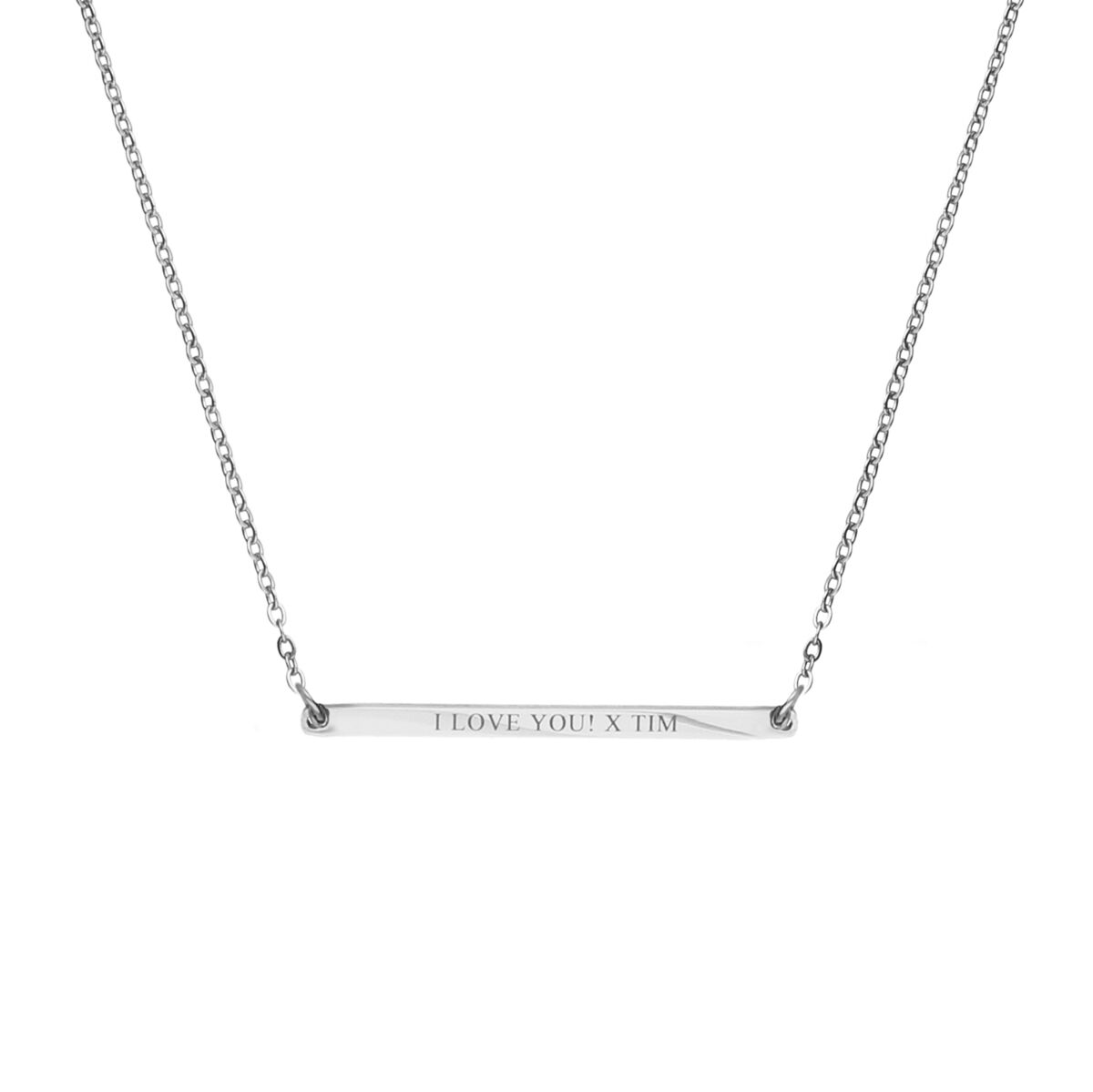 Minimalistische bar ketting in de kleur zilver graveerbaar