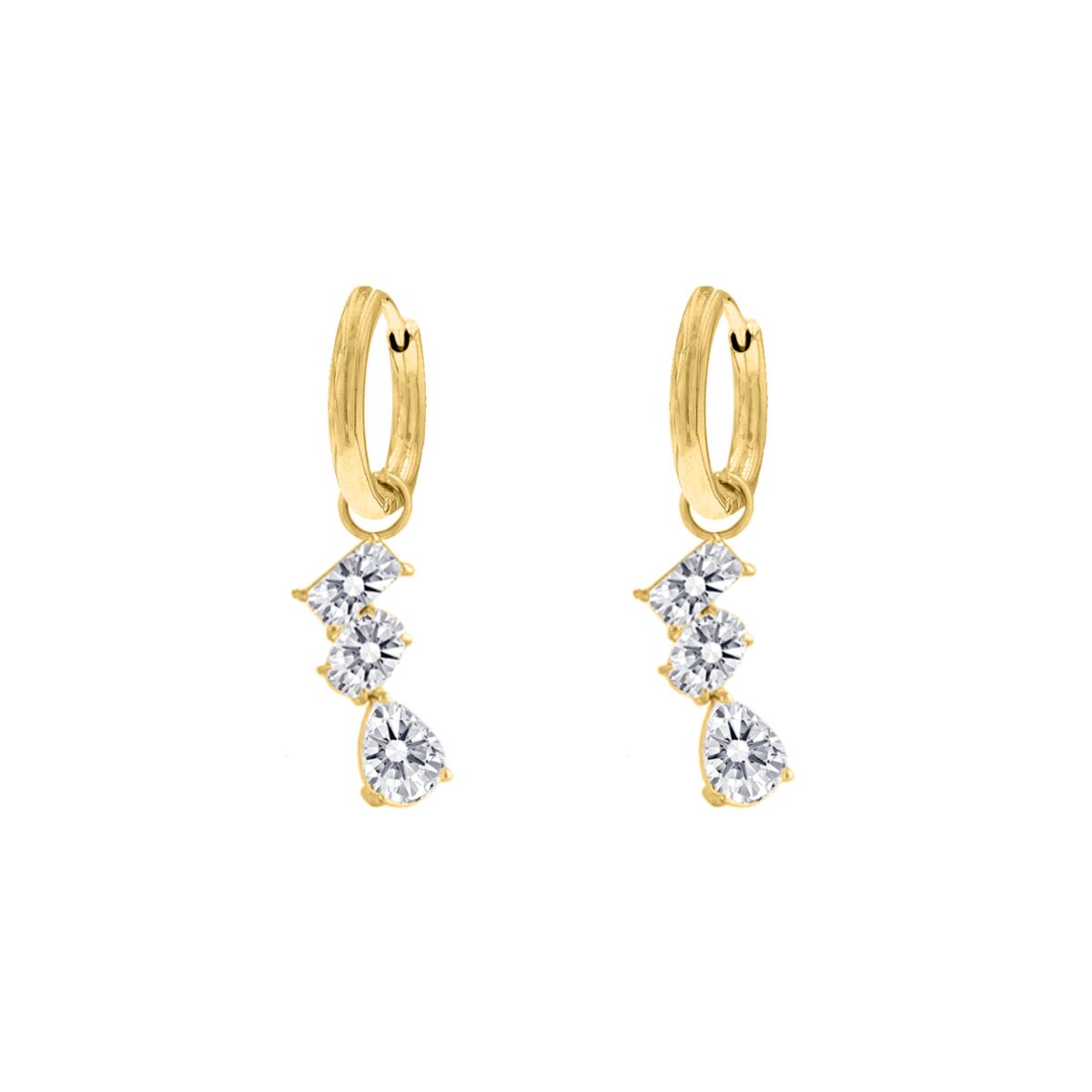 Triple gem earrings goldplated