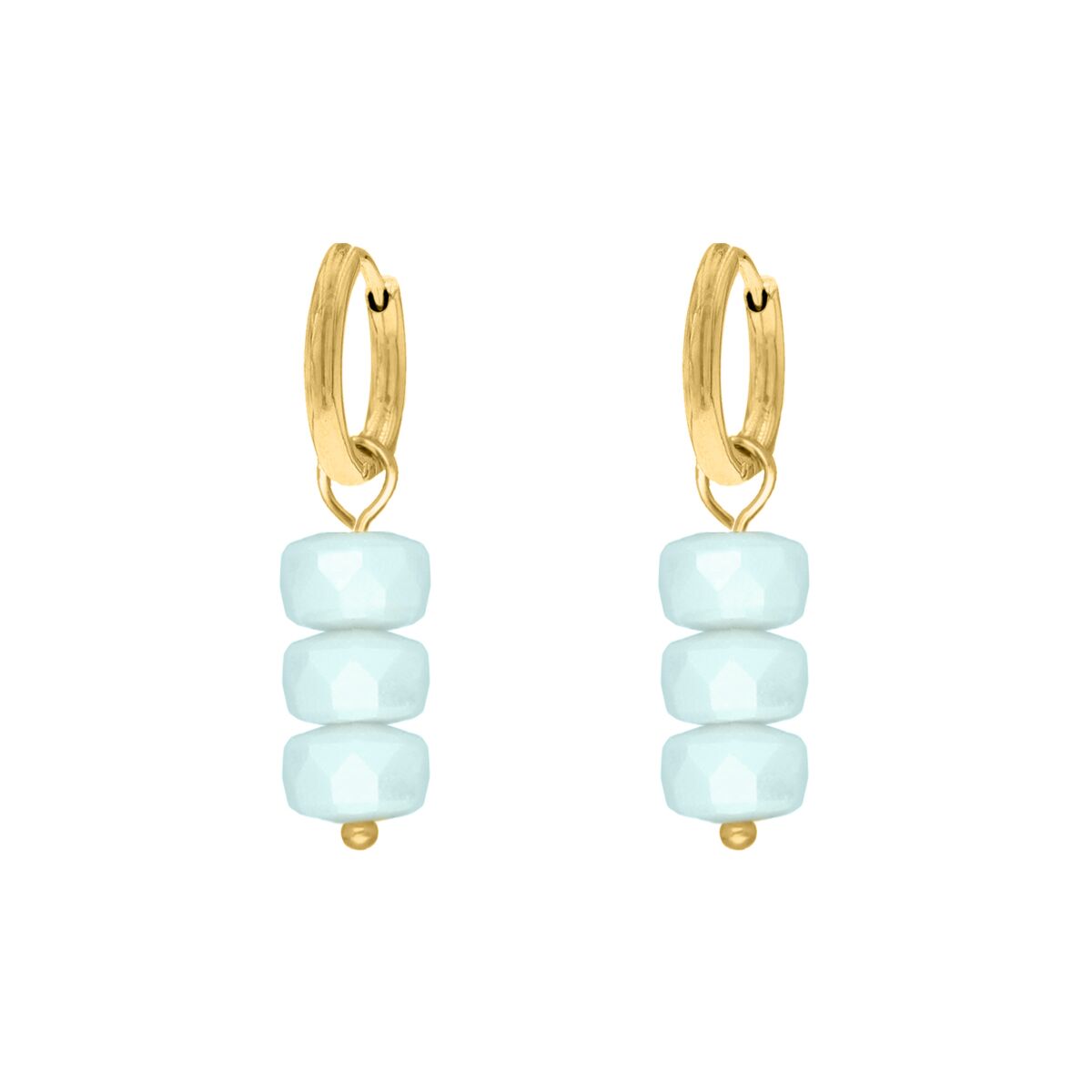 Baby blue oorbellen goudkleurig