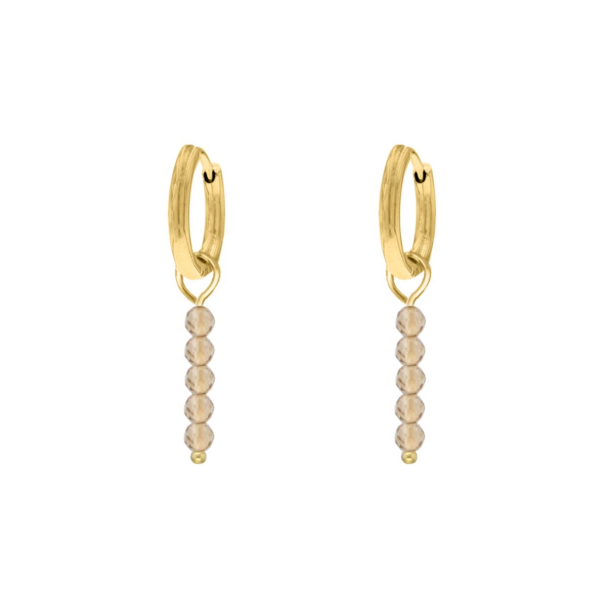Oorbellen champagne beads goudkleurig