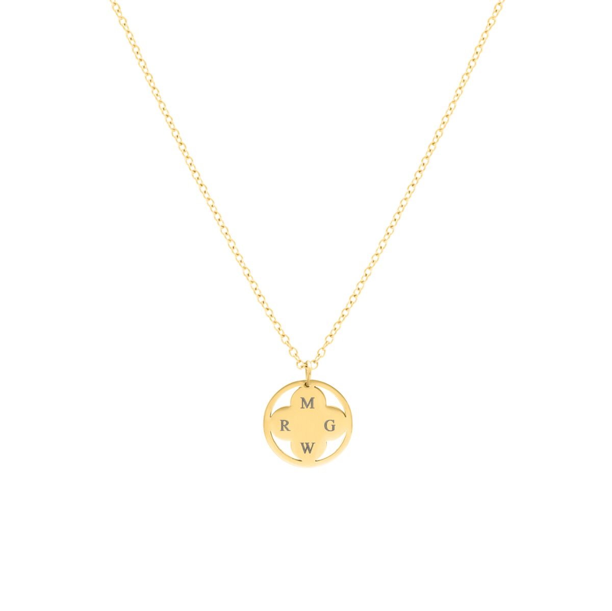 Clover ketting 4 initials goudkleurig