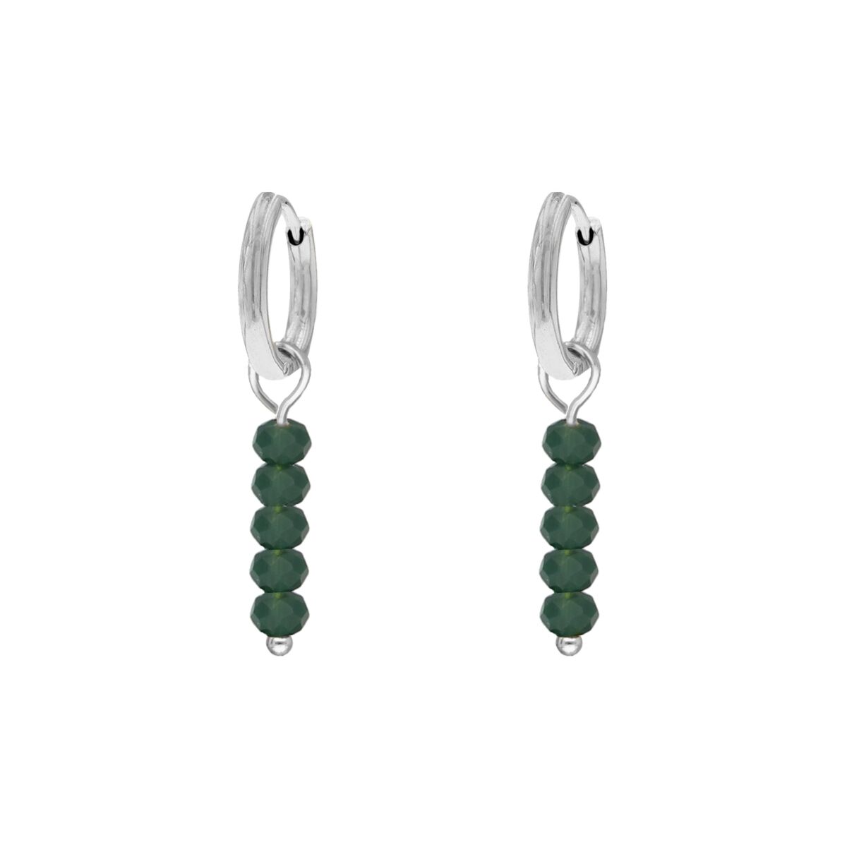 Earrings dark green beads