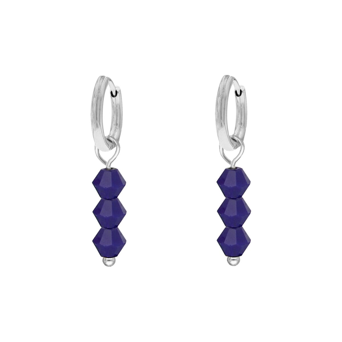 Earrings triple blue beads