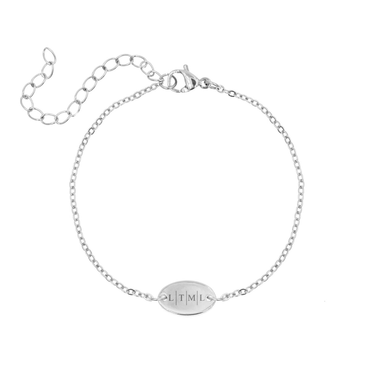 Trendy armbandje met 4 letters zilver