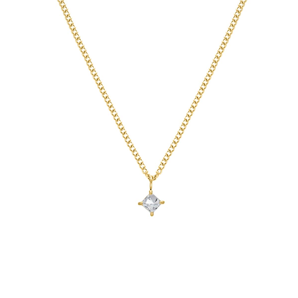 Ketting sparkle square goldplated