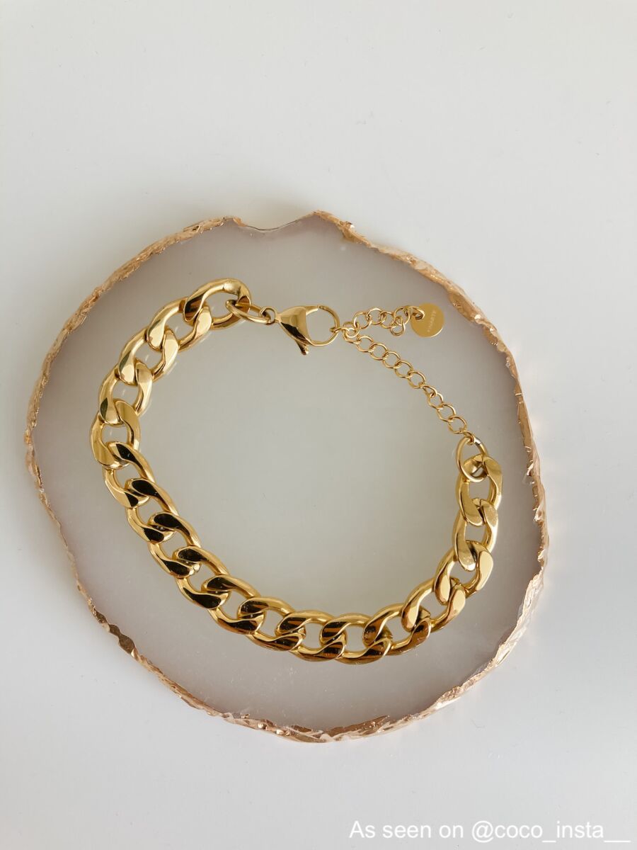 Finaste grove schakelarmband in de kleur goud