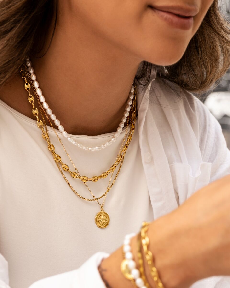 Compass necklace goldplated