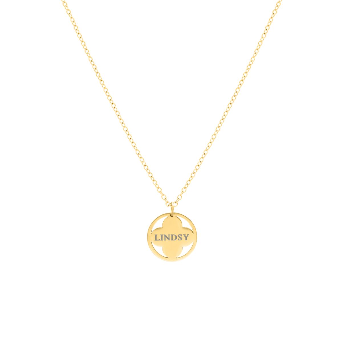 Clover ketting graveren goudkleurig