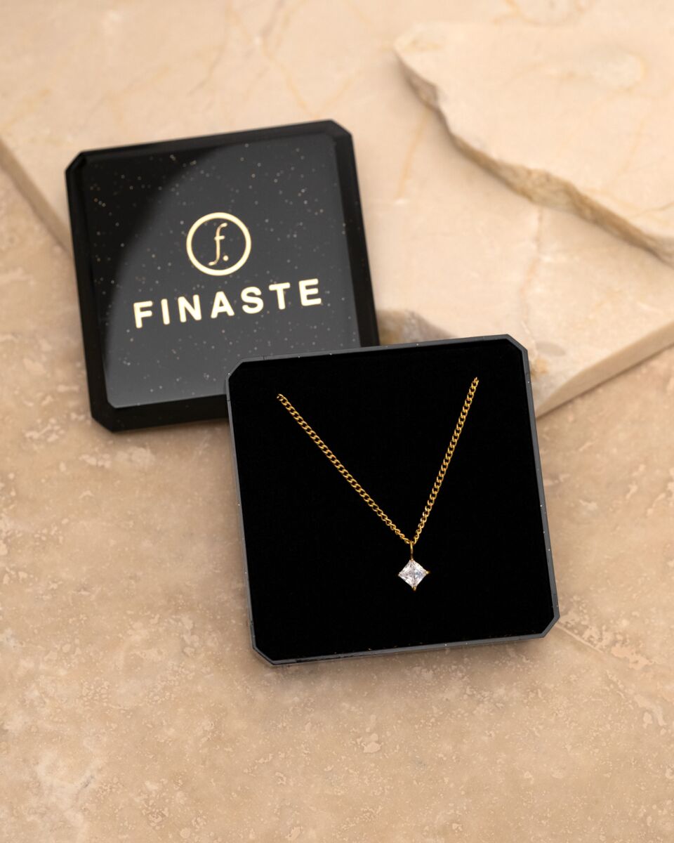 Ketting sparkle square goldplated