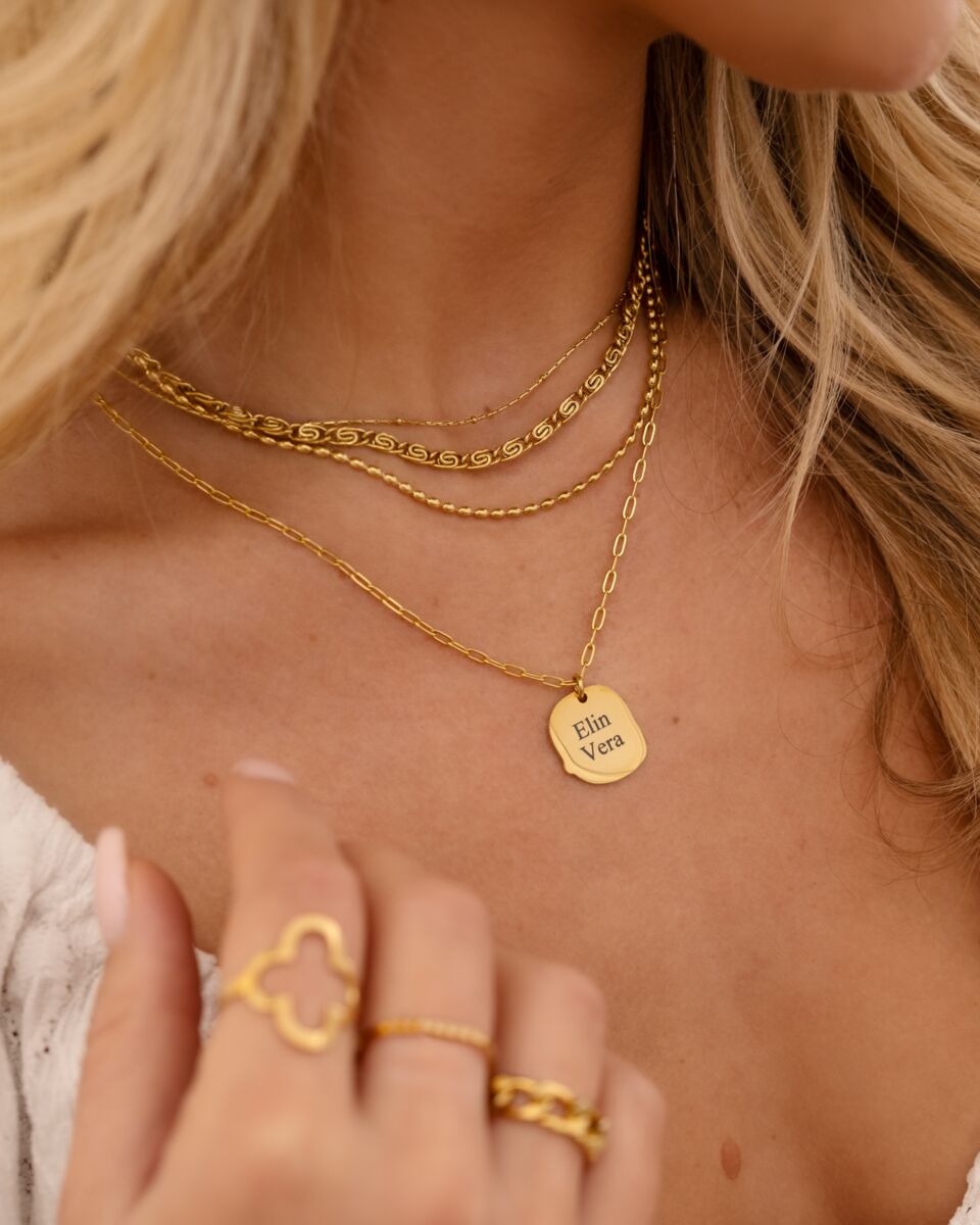 Graveerbare ketting charm goud kleurig
