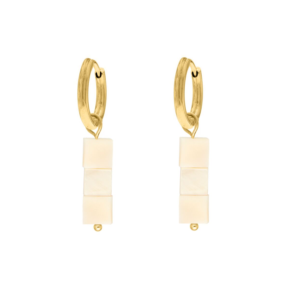 Nude earrings square stones goud