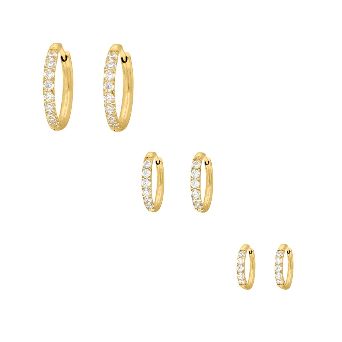 Gouden shiny oorringetjes set