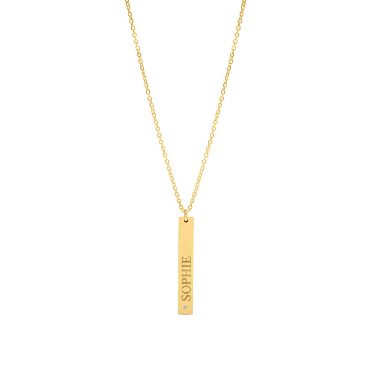 Graveerbare ketting shiny bar goudkleurig