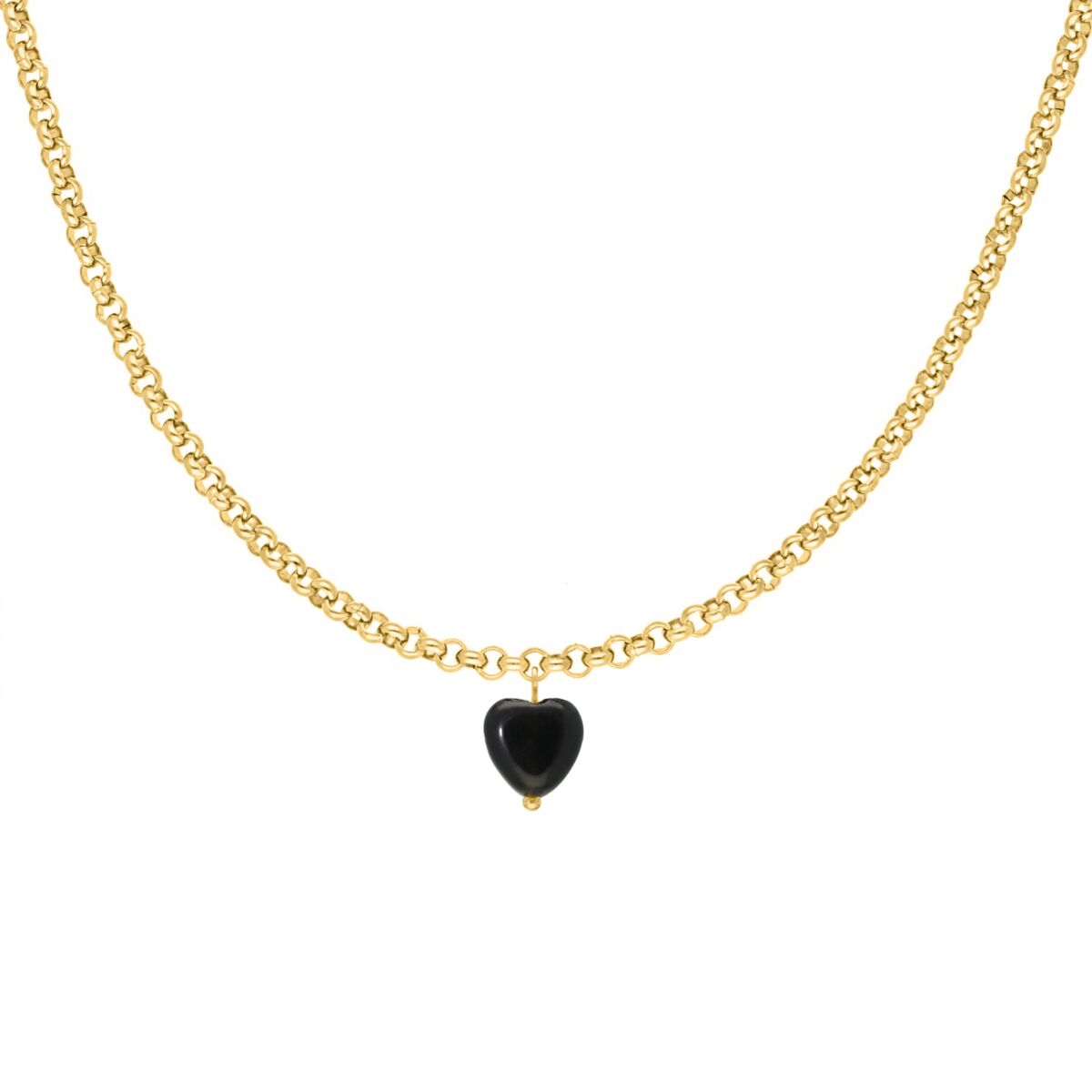 Black heart necklace goldplated