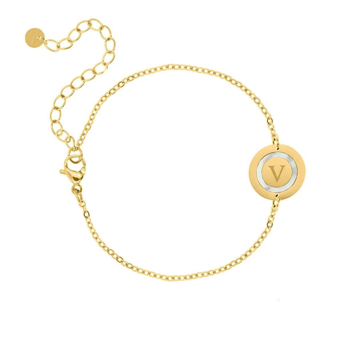 Initial armband parelmoer kleur goud