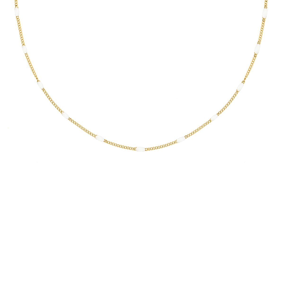 Gouden ketting met witte bolletjes