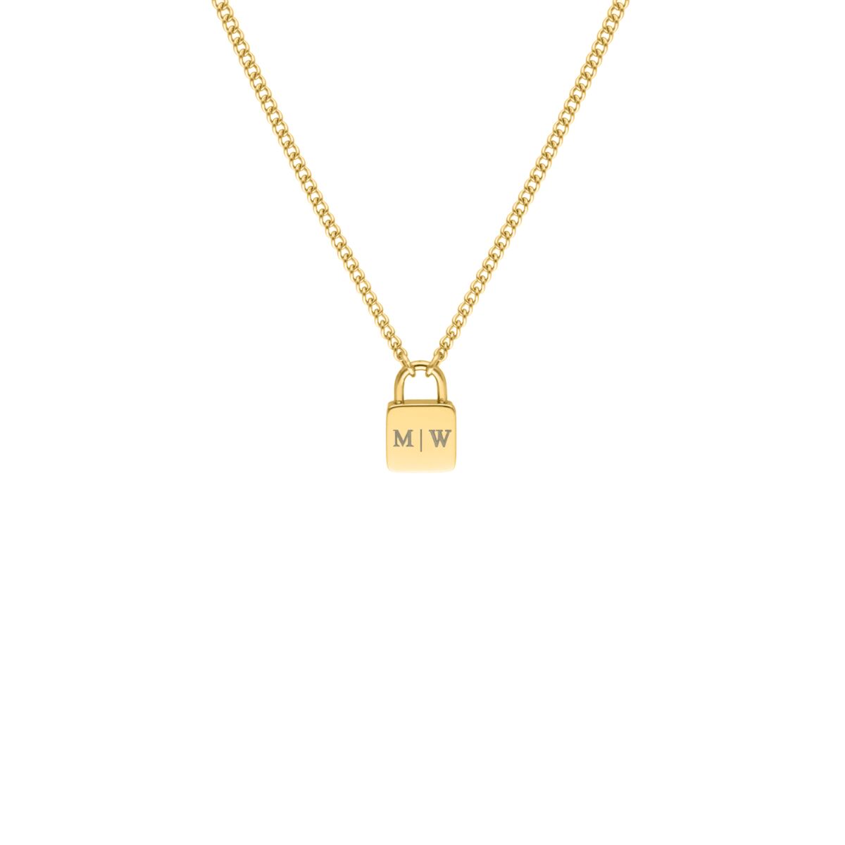 Lock ketting met jouw gravering goudkleurig