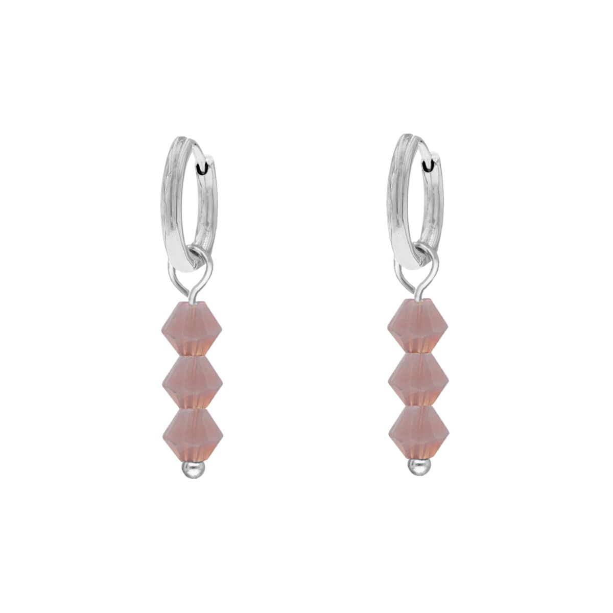 Earrings triple lila beads