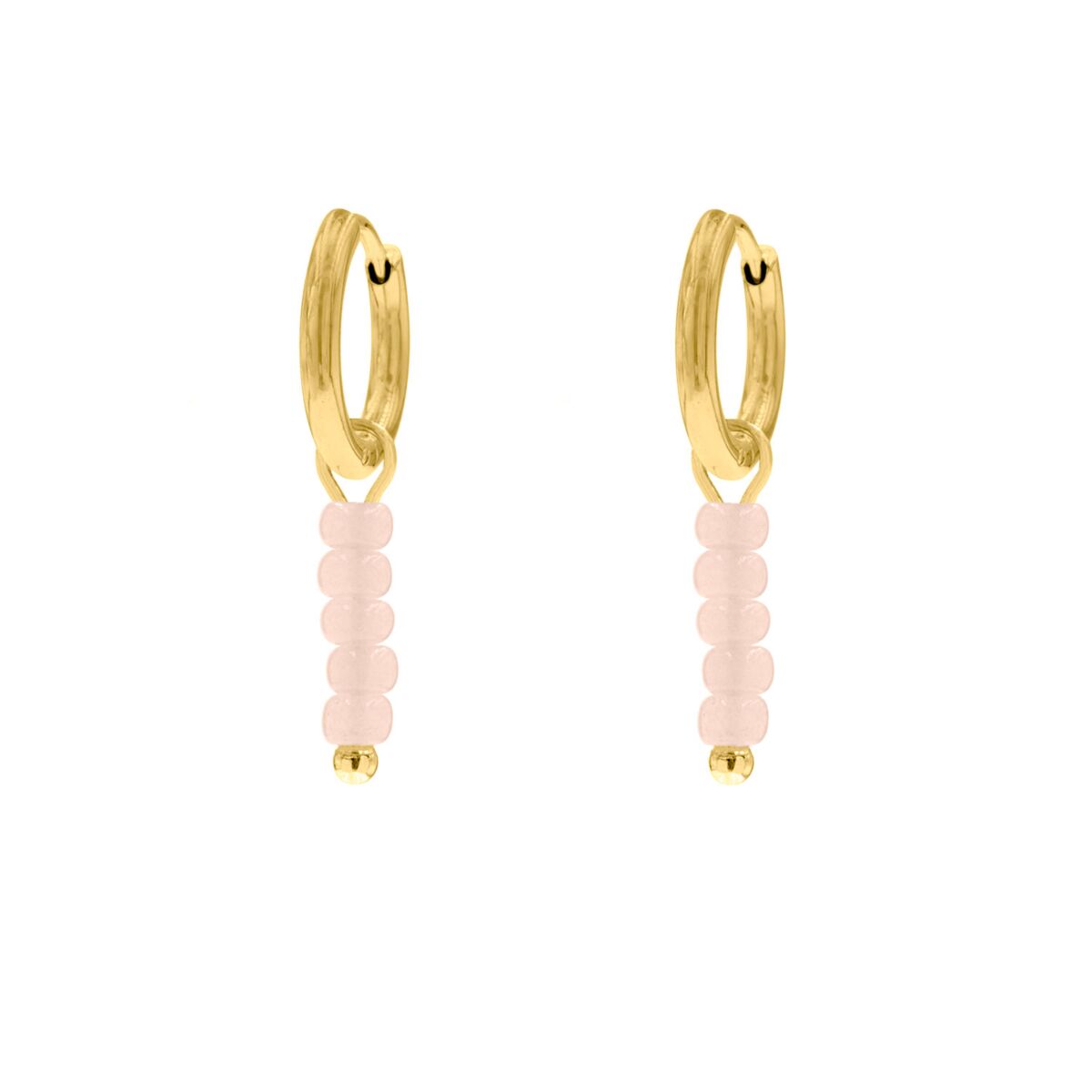 Oorringetjes roze steentjes goud