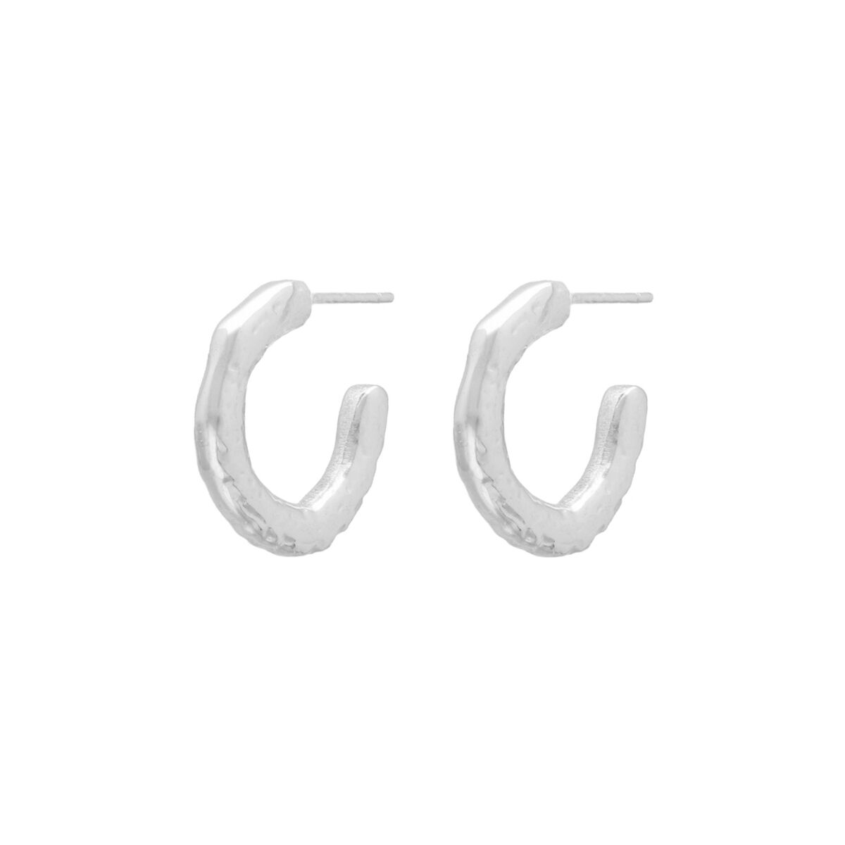 Open hammered hoops zilverkleurig