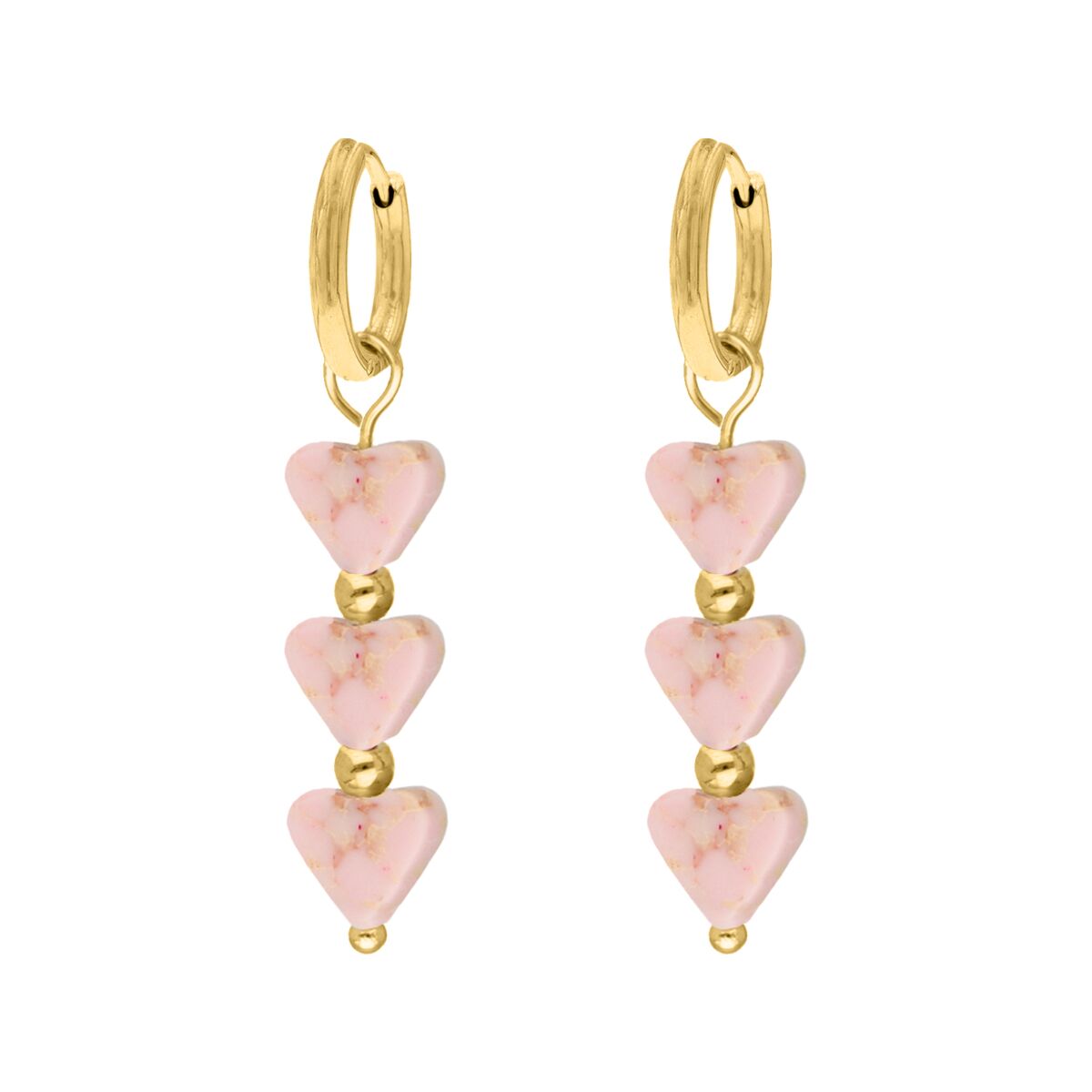 Oorbellen pink love goudkleurig