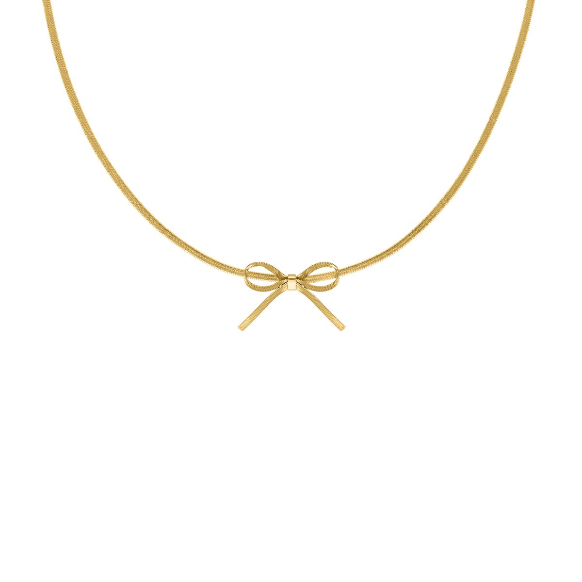 Trendy bow necklace goudkleurig