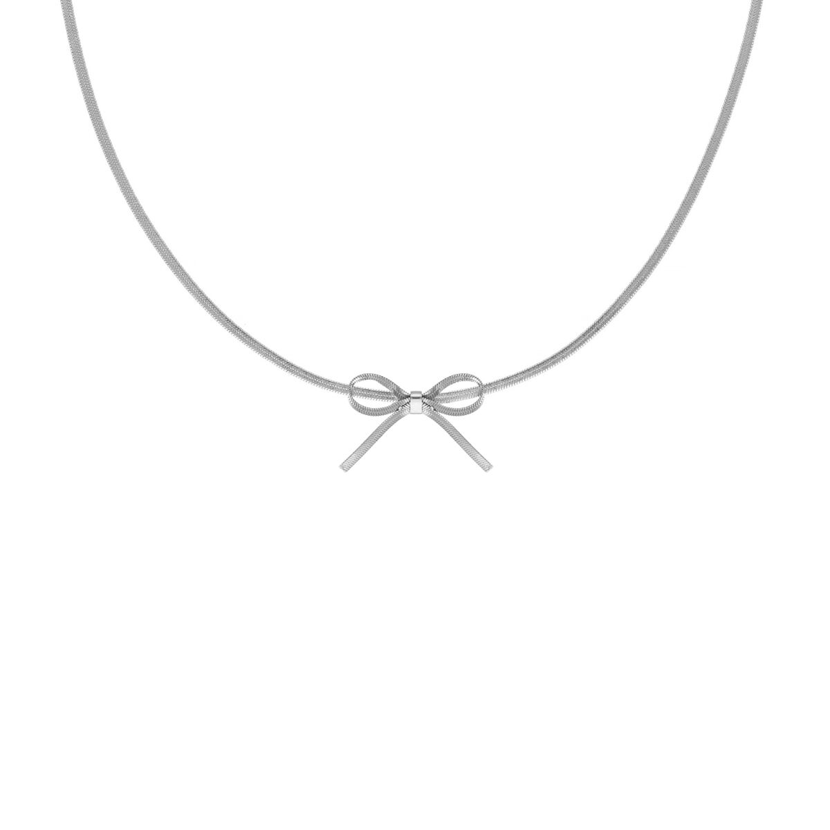 Trendy bow necklace zilverkleurig