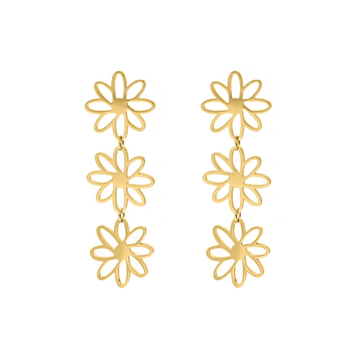 Triple flower earrings goldplated