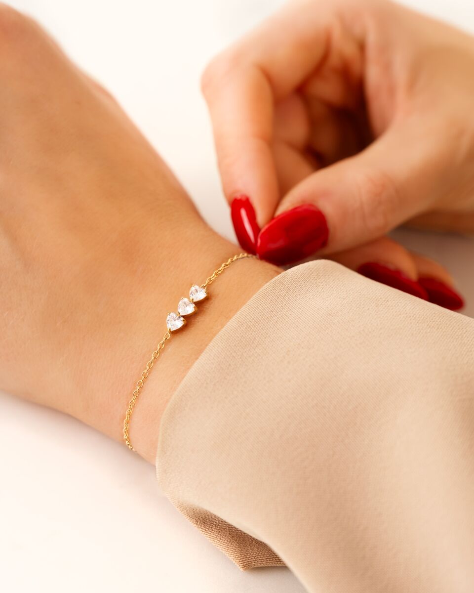 triple love armband goud om pols