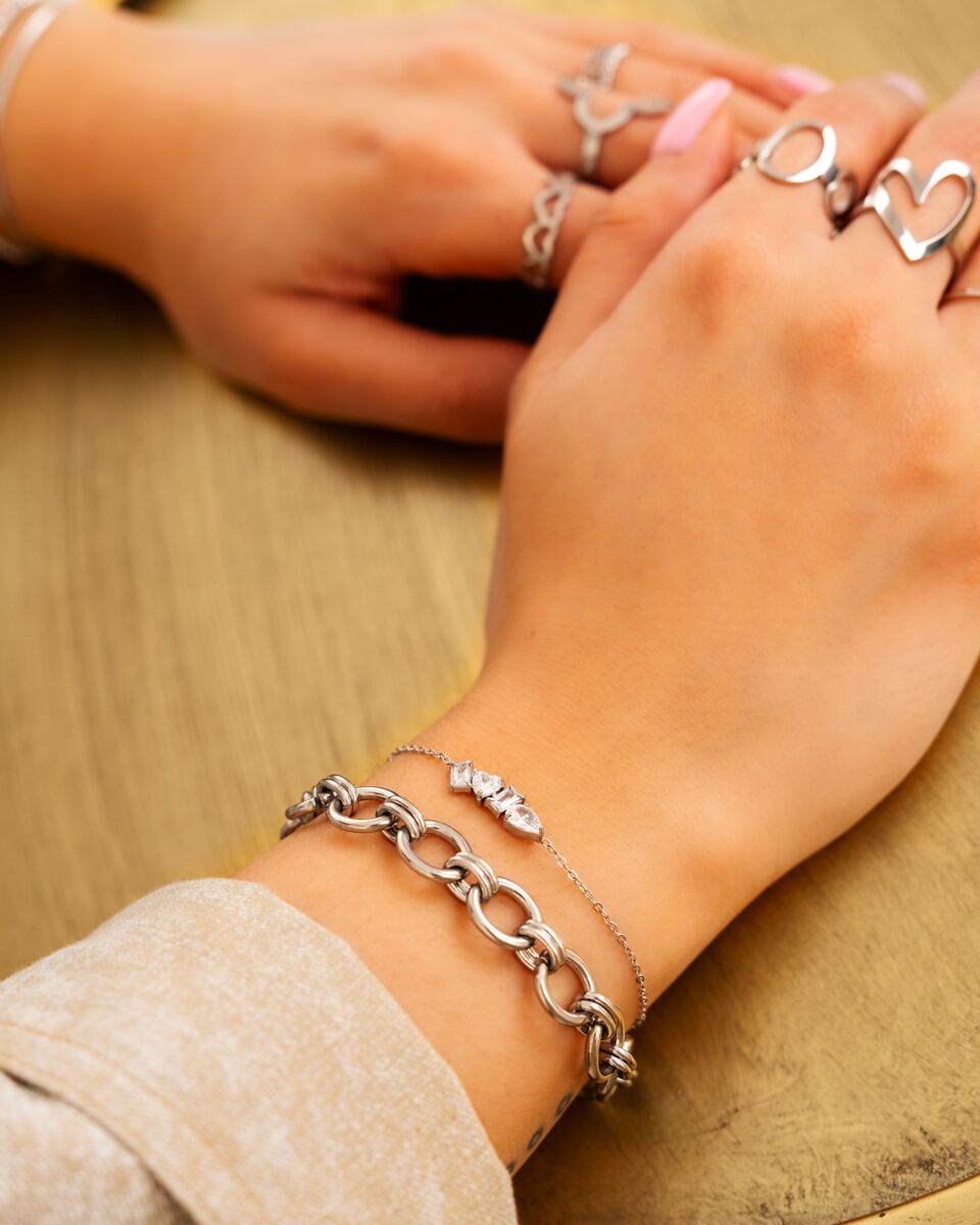 Armband met chunky chains zilver