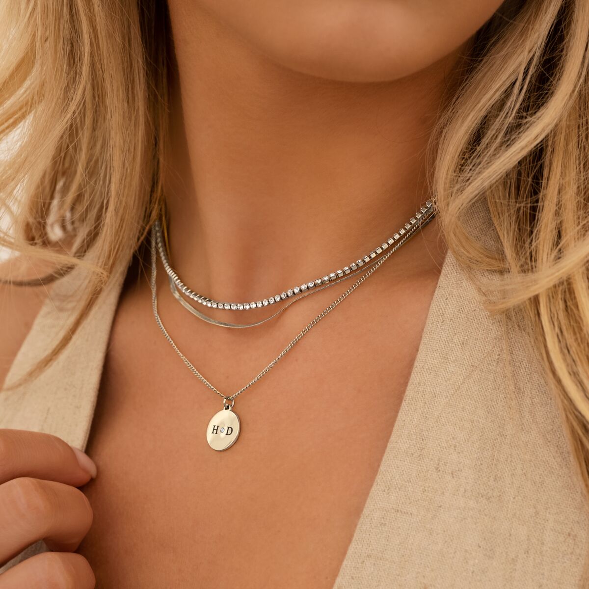 Zilveren necklaceparty met snake ketting