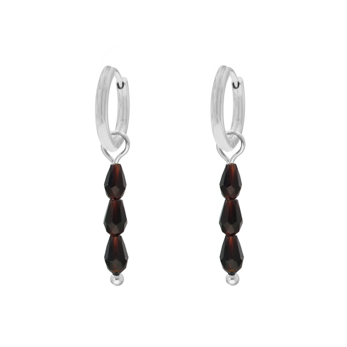 Oorringetjes triple dark stones