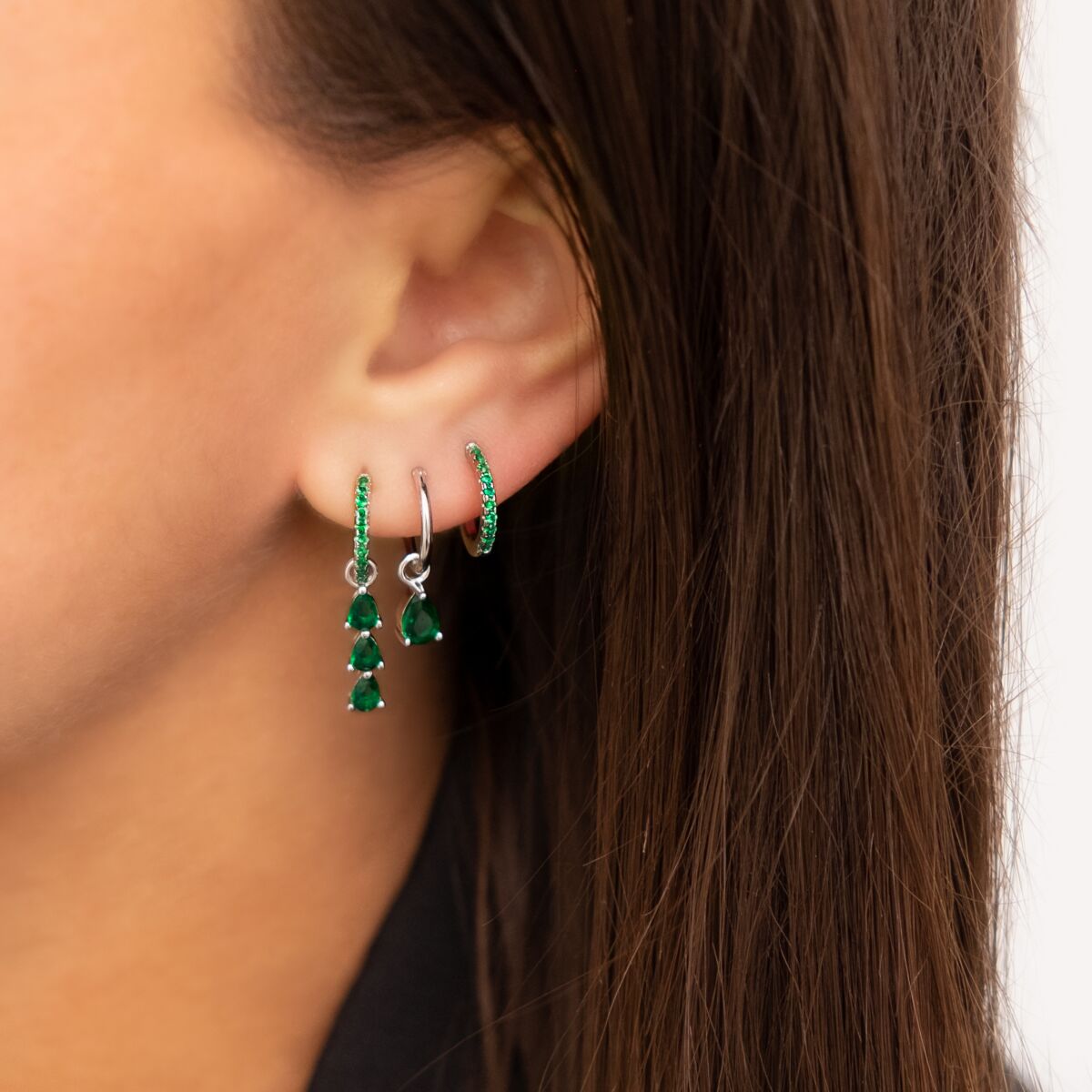 groene shiny oorringetjes