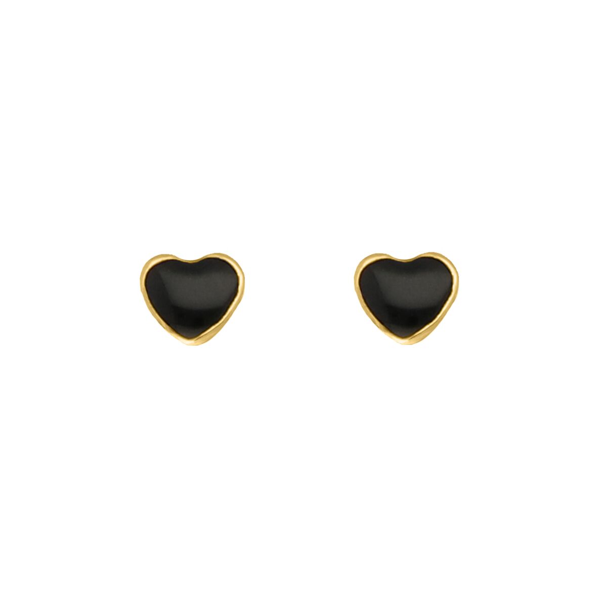 Black heart studs goldplated