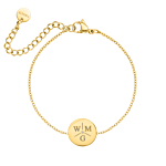 Armband 3 initials exclusive goudkleurig