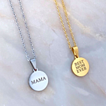 Zilveren en gouden ketting met tekst