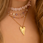 Gouden ketting met gekleurde bolletjes