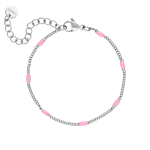 Zilveren armband met roze bolletjes