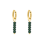 Earrings dark green beads goldplated